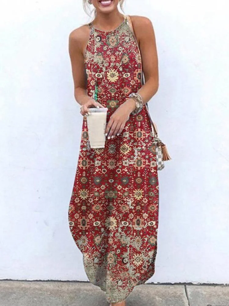 Floral Vintage Floral-Print Sleeveless Dresses