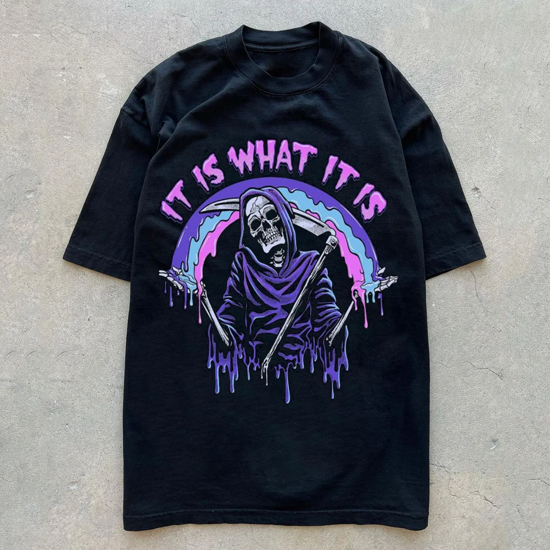 Men's It Is What It Is Skull Print T-Shirt