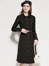 Women's Formal Dresses Lapel Single Breasted Long Sleeve A Line Dresses