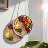 (25cm)DIY Acrylic Jigsaw Puzzle Window Hanging with Hanging Chain DIY Stained Glass Decoration Round Window Puzzle Decor for DIY Craft Project (Stained Glass Floral Lady)