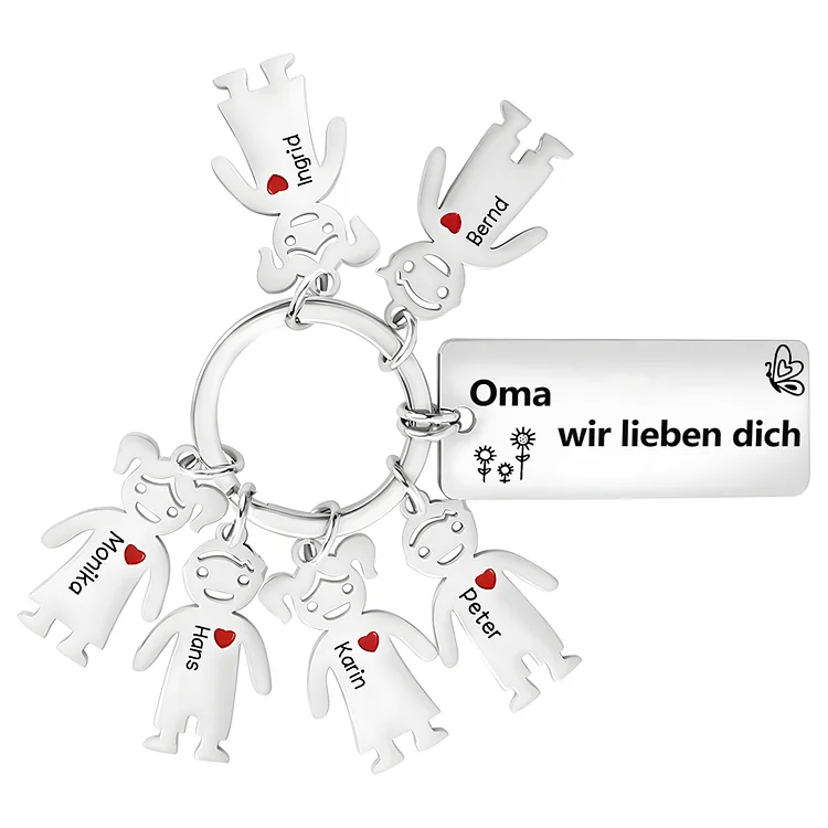 Kettenmachen Personalisierte 6 Namen Familie Schlüsselanhänger-Oma Wir lieben dich-Geschenk für Großmutter