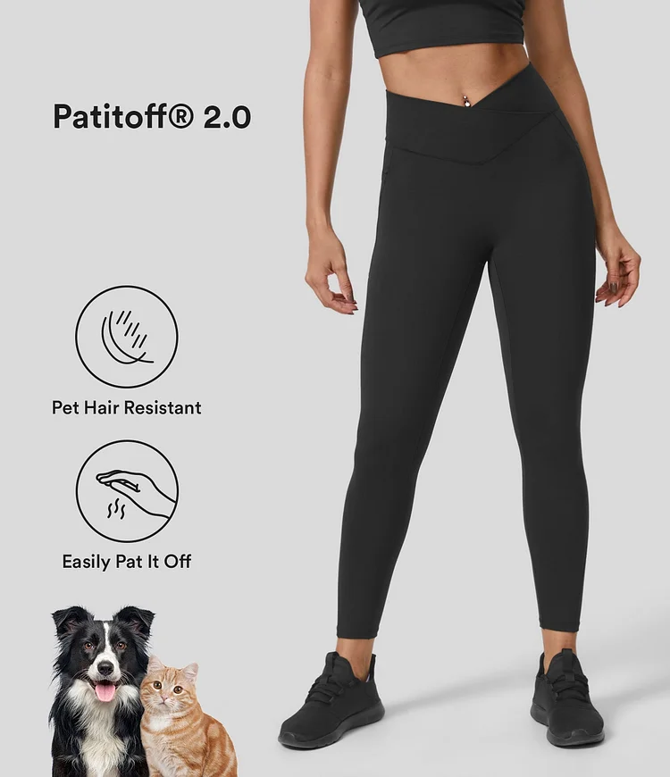Patitoff® 2.0 Pet Hair Resistant High Waisted Crossover Side Pocket Yoga  Leggings