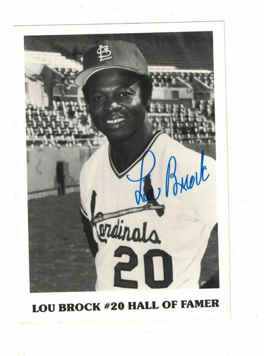 Lou Brock St. Louis Cardinals Signed 5x7