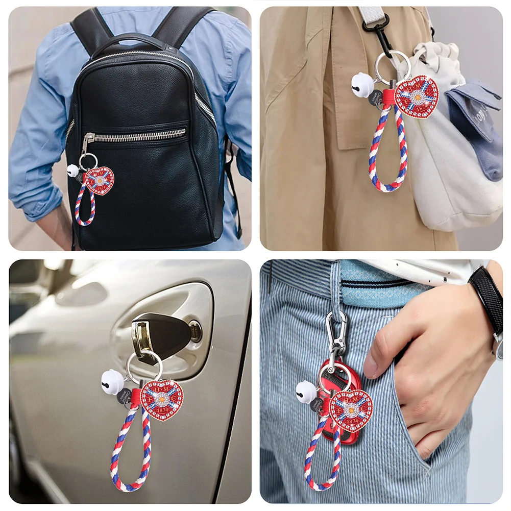 【Upgrade】DIY Heart of Midlothian F.C. Logo Double Sided Rhinestone Painting Keychain Pendant for Adult