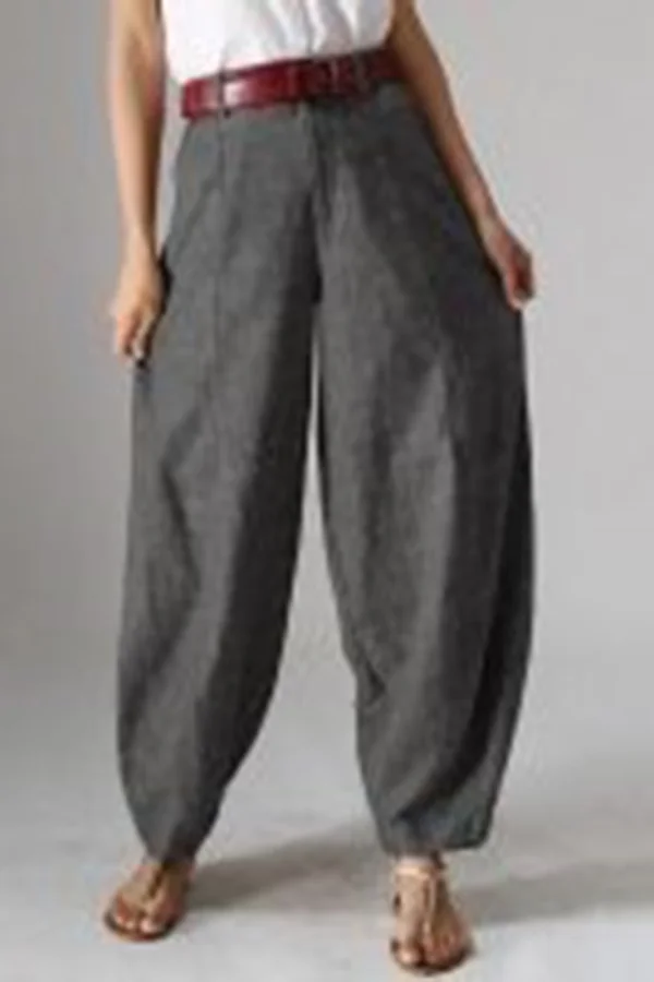 Solid Color High Waist Wide Leg Casual Trousers