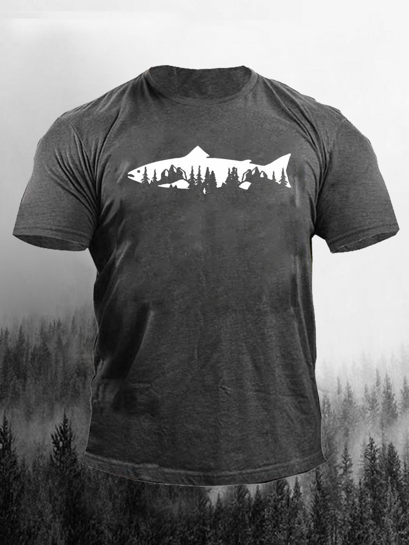 Fish Printed Nature Lover Casual T-Shirt