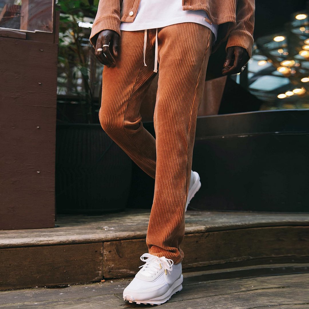 statement street style loose corduroy trousers