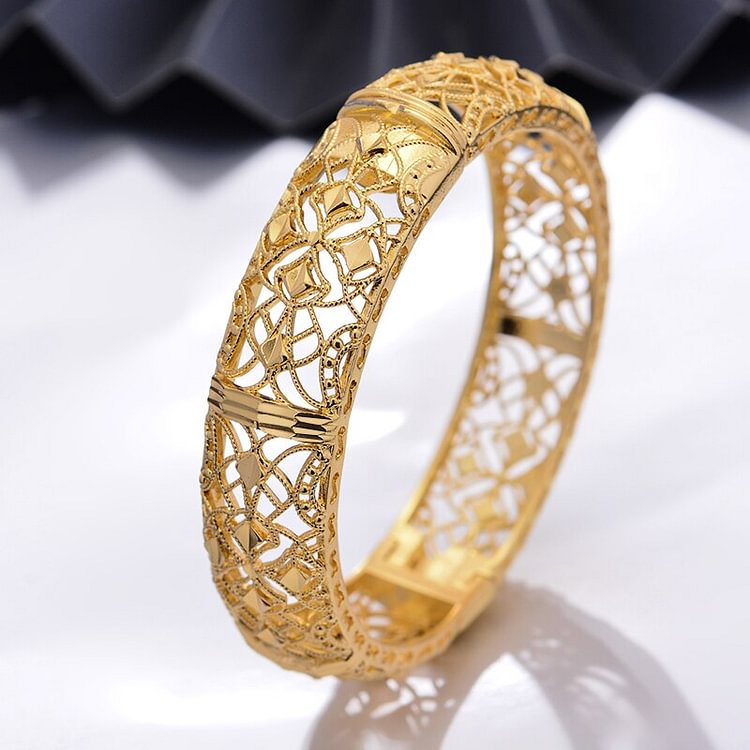 24K Jewelry Big Dubai Gold Color Bangles for Women Dubai Jewelry Ethiopian Bracelet