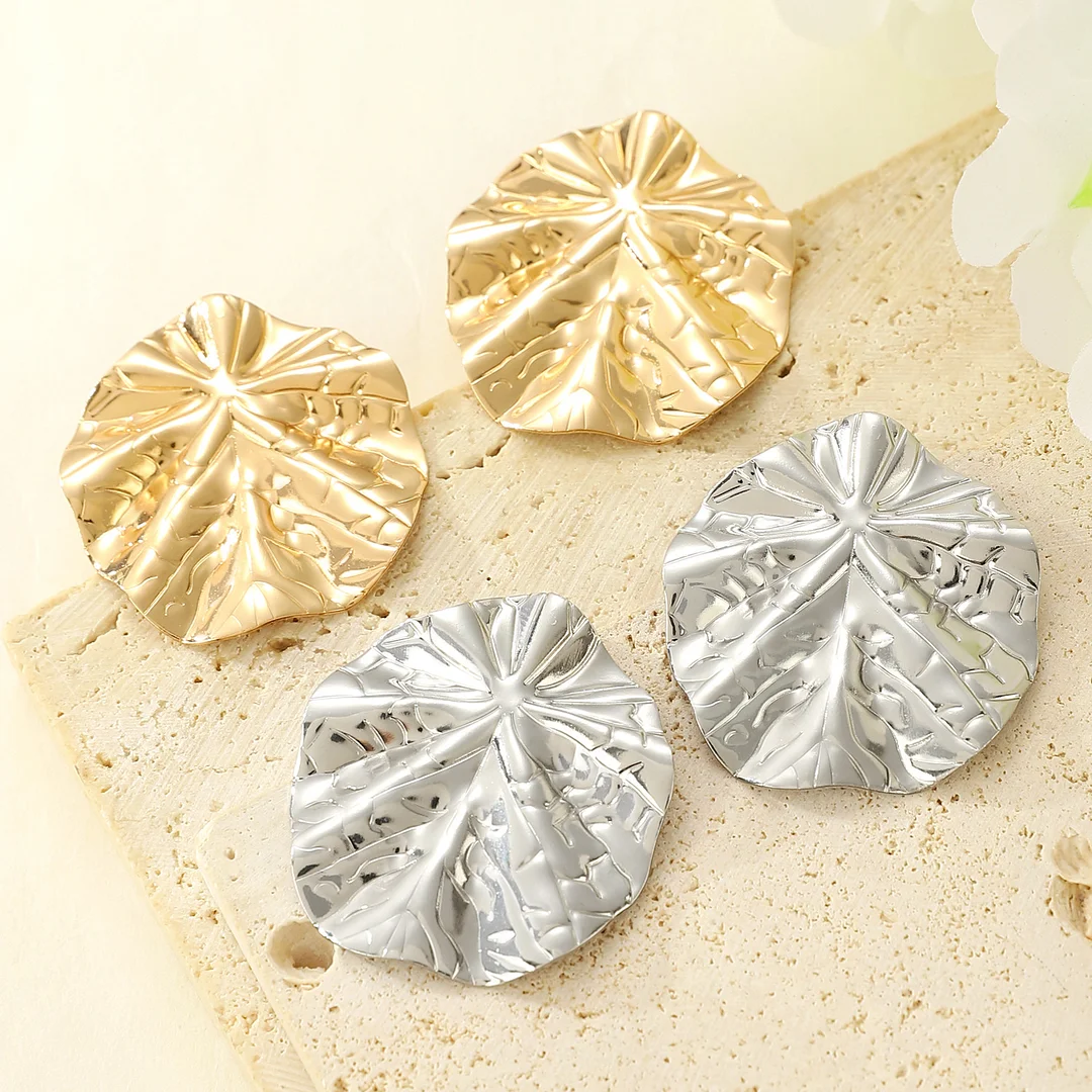 Lotus Leaf Gold-Plated Earrings