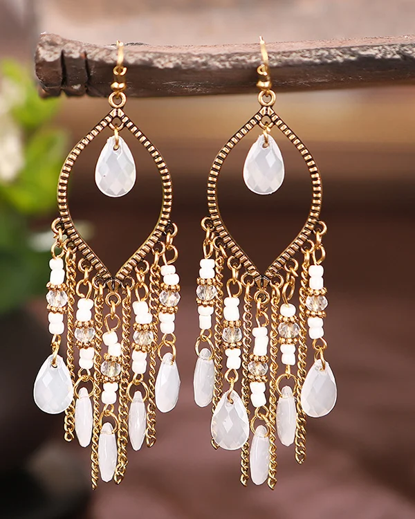 Vintage Waterdrop Tassel Earrings