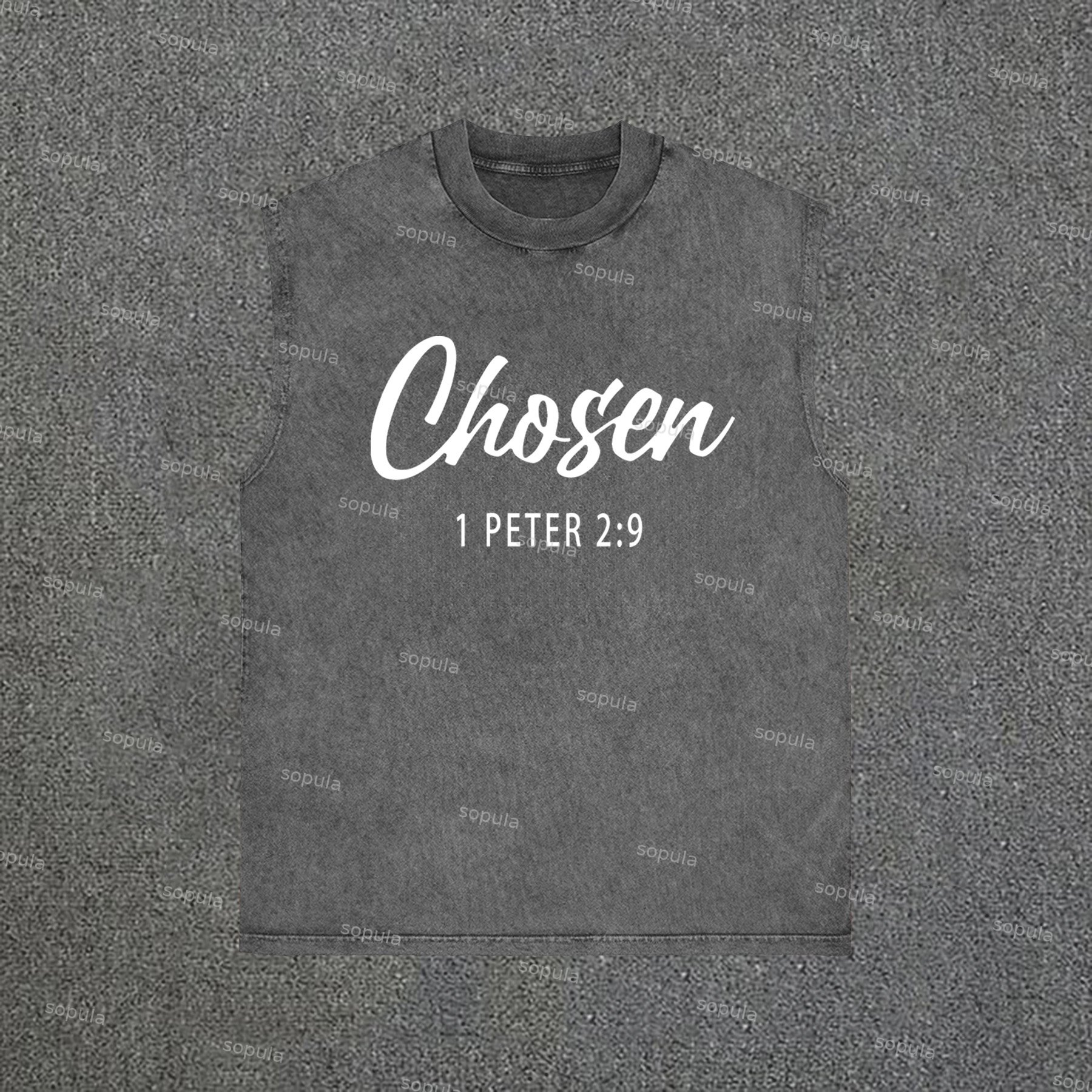 Sopula Casual Chosen Print Acid Washed Sleeveless Sleeveless Tank Top - Sopula｜Premium Graphic Tees & Graphic Clothing