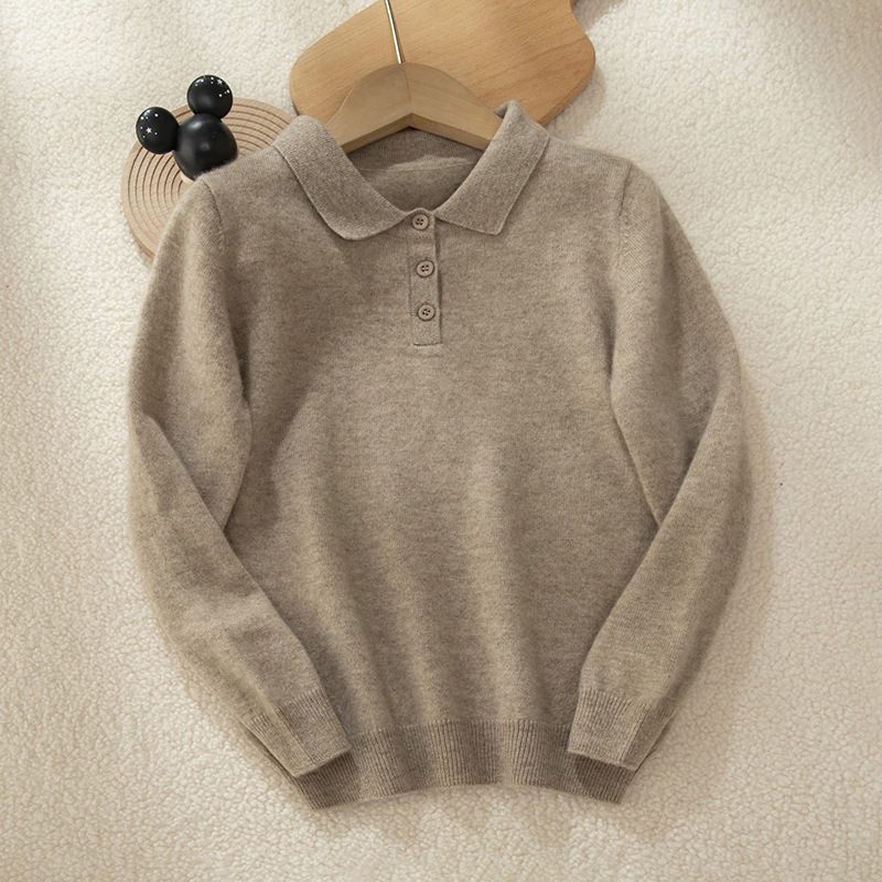 Polo Neck Quality Kids Cashmere Sweater REAL SILK LIFE