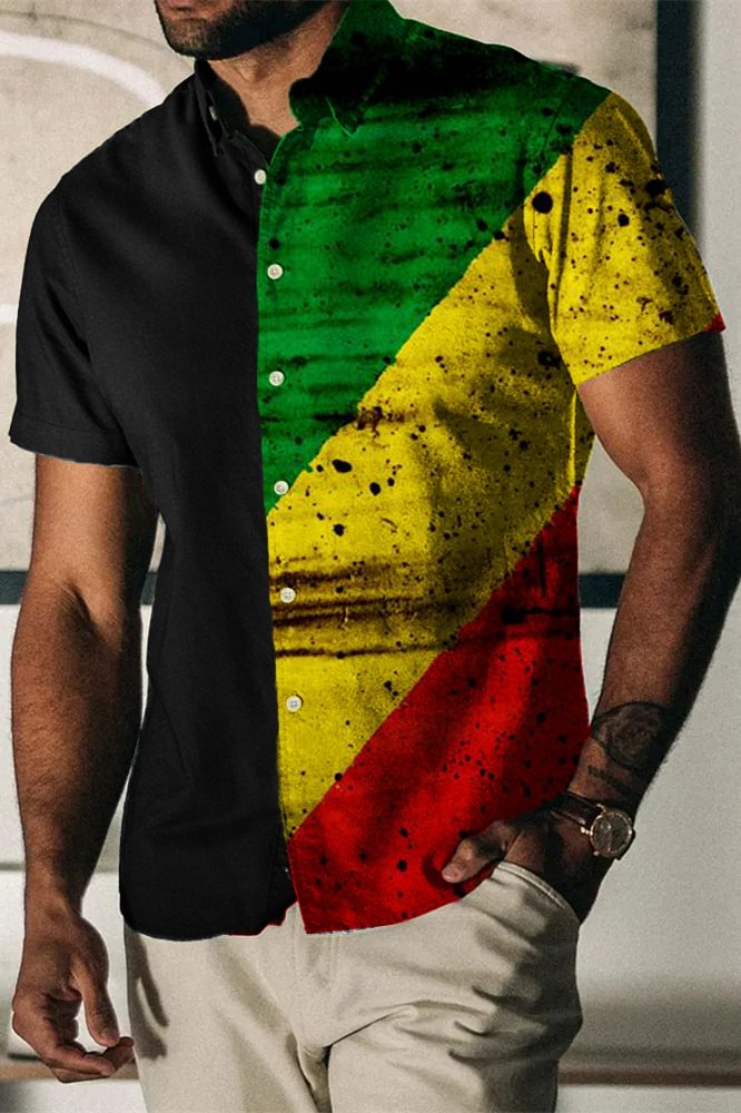 Tiboyz Men's Black Pride Stripe Short Sleeve Shirt