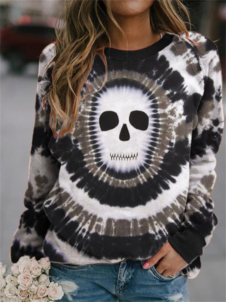 Artwishers Spooky Skull Inspired Tie Dye Sweatshirt