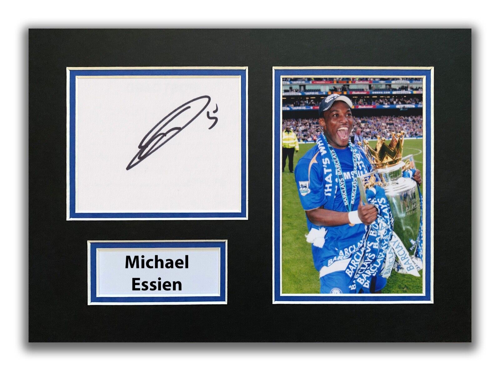 MICHAEL ESSIEN HAND SIGNED A4 MOUNTED Photo Poster painting DISPLAY - CHELSEA AUTOGRAPH 1