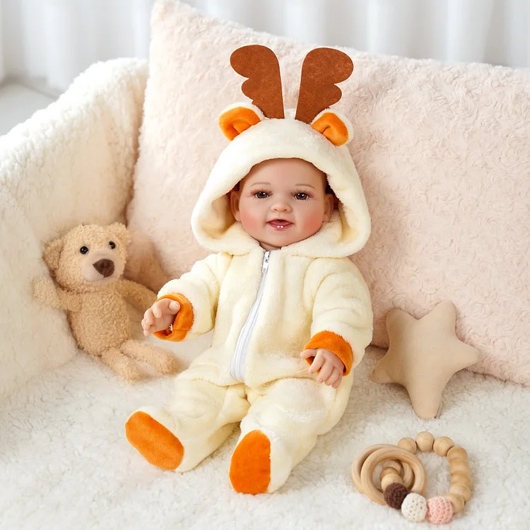 Babeside Mia 15" Interactive Baby Doll &ndash; Drink & Wet Reborn Doll with Cute Animal Outfit, Perfect Gift for Kids