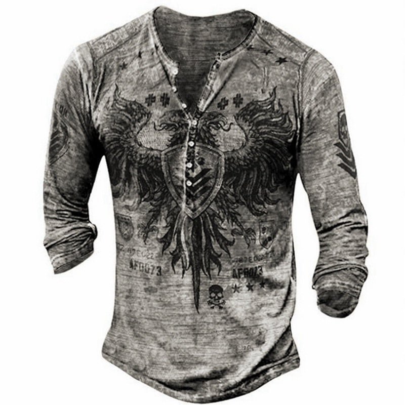 Muyogrt Autumn Winter 2021 Military Tactical T Shirt Men Long Sleeve Printed Tops Tees V-Neck Outdoor T Shirts For Men Cloth