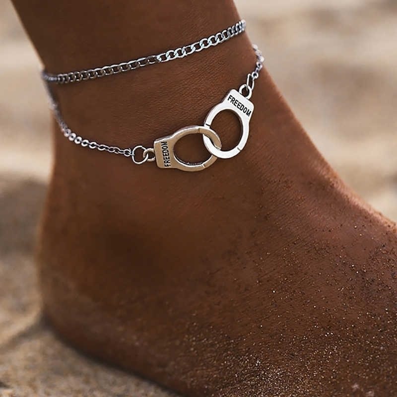 UsmallLifes King Sexy Women Summer Handcuffs Anklet Trendy Double Layer Printing Freedom Ankle Chain US Mall Lifes