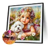 Diamond Painting-DIY Full Round Drill Pet And Girl（40*40CM)