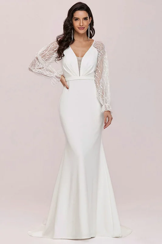 Gorgeous Long Sleeve Lace Wedding Dress Mermaid