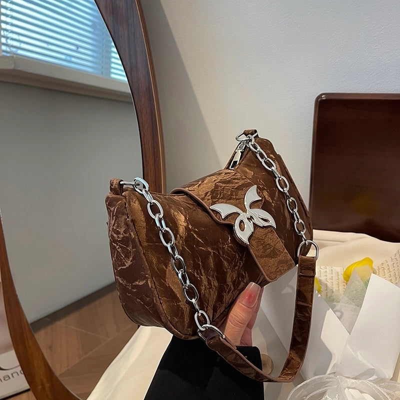 Women’s Medium Pu Leather Solid Color Streetwear Zipper Underarm Bag