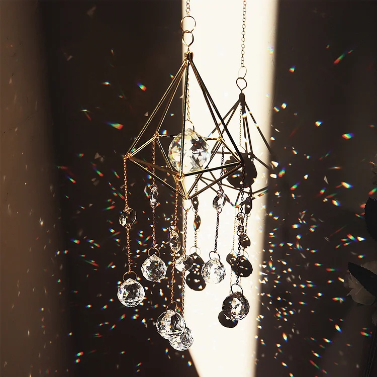 Crystal Windchimes Ornament Lighting Ball Home Hanging Pendant Decor (D)