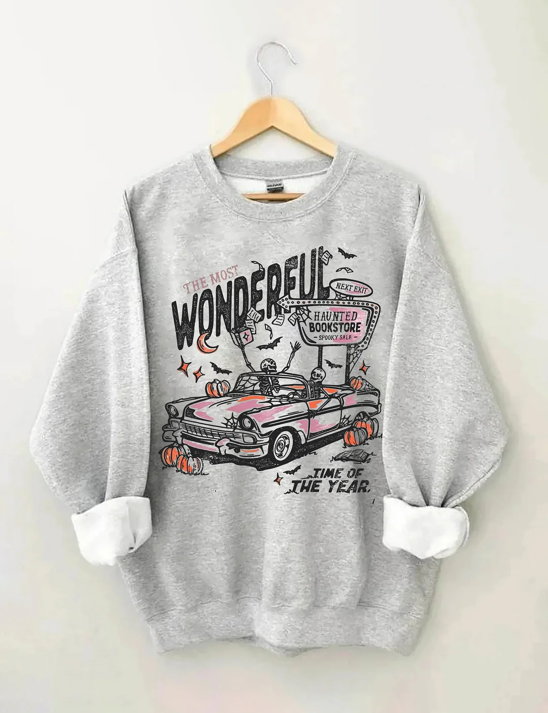 Skeletons In A Convertible For Retro Halloween Sweatshirt