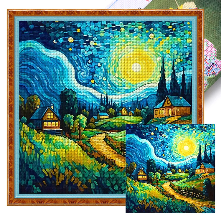 Van Gogh Starry Sky 14CT (40*40CM) Stamped Cross Stitch gbfke