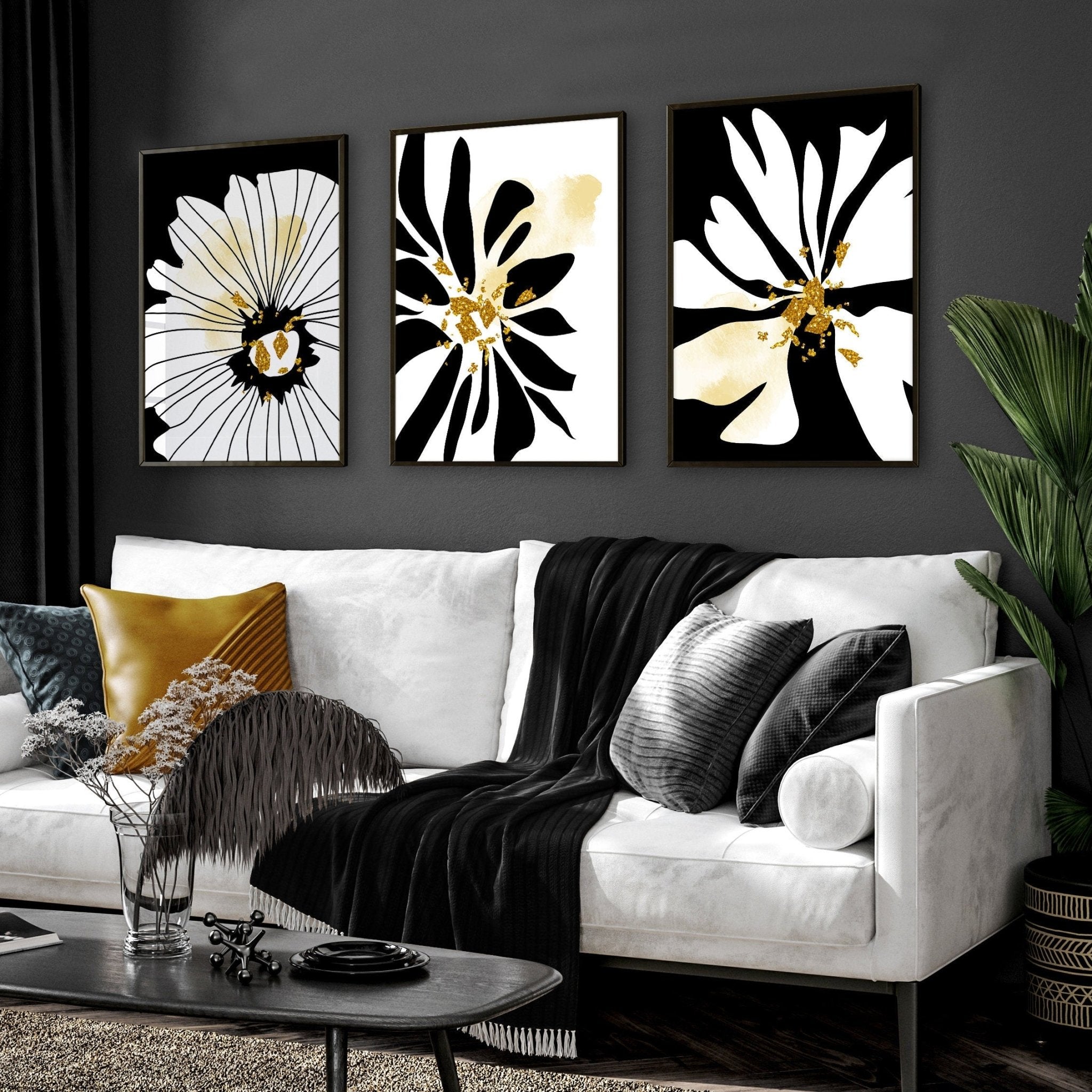 Black and white prints set of 3 |  framed wall art prints everthome