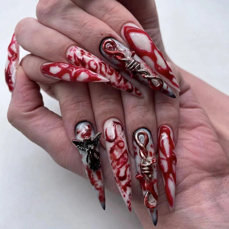 Halloween Cool Style Blood Stains Press-on Nails 1 Set