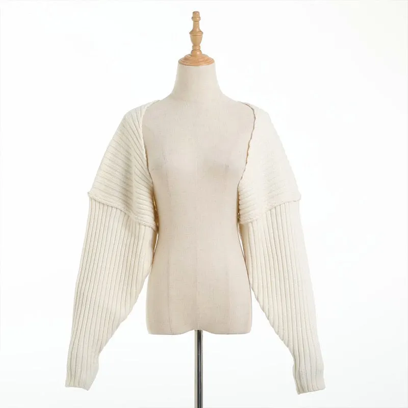 Women's Cardigan Sweaters Wrap Cropped Long Sleeves Female Solid Oversize Jumpers Knitted Crop Tops Bat Ribbed Warm Knitwears Za