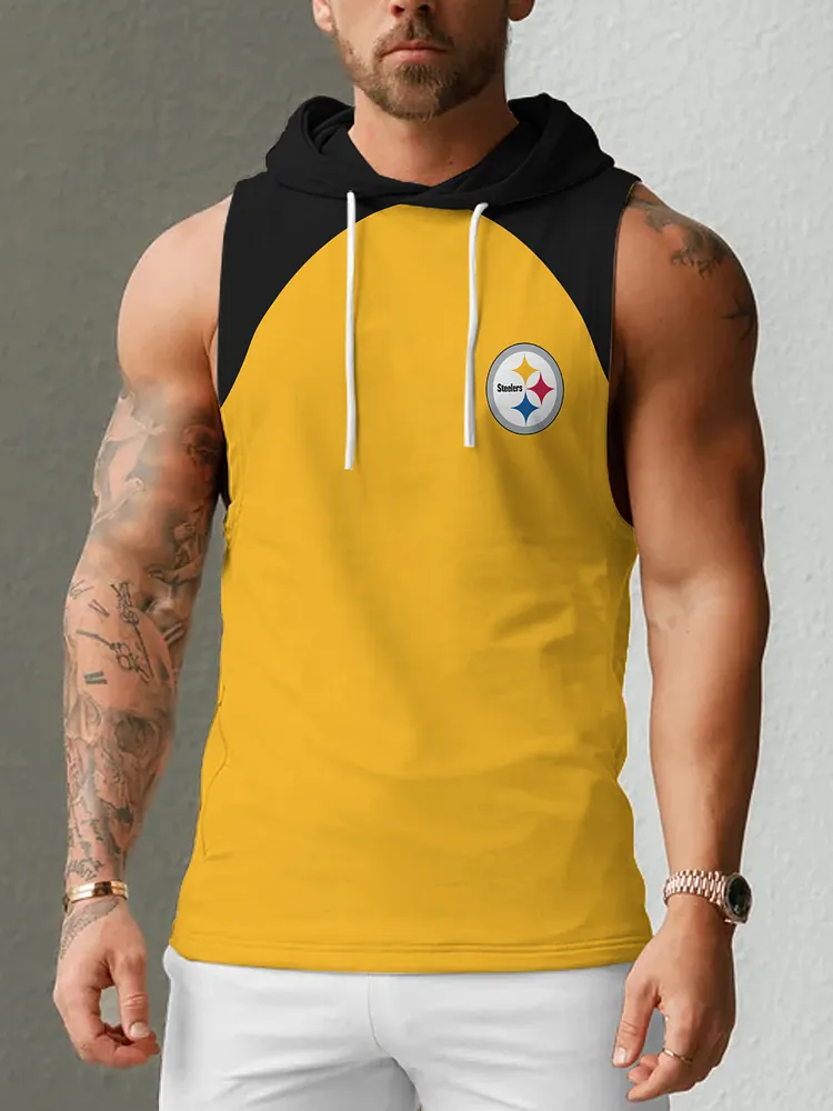 Pittsburgh Steelers Men's  Casual Comfy Sleeveless Hooded Tank Top