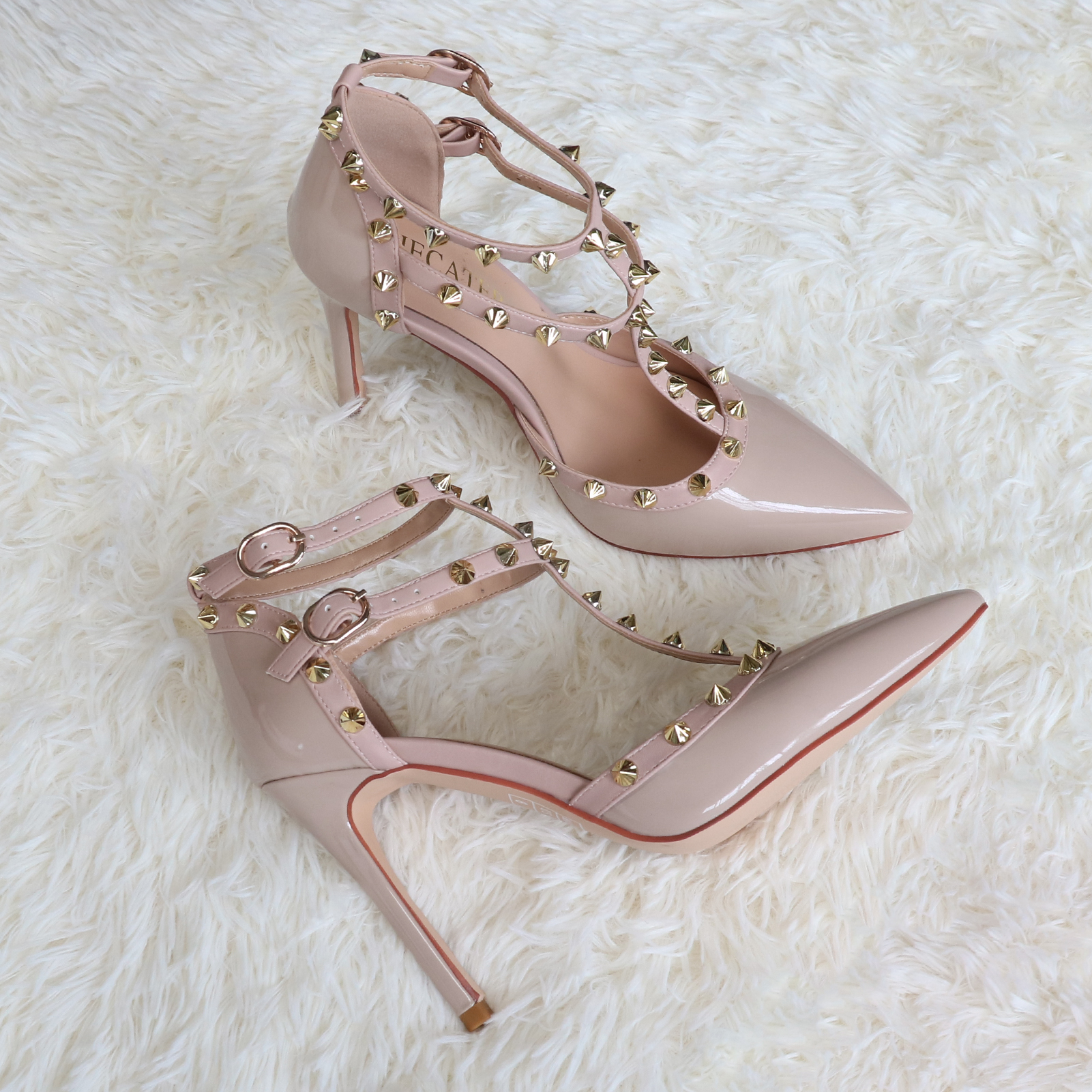 4" Point Rivets Studs Summer Strappy Shoes Party Wedding Heeled Sandals-MERUMOTE