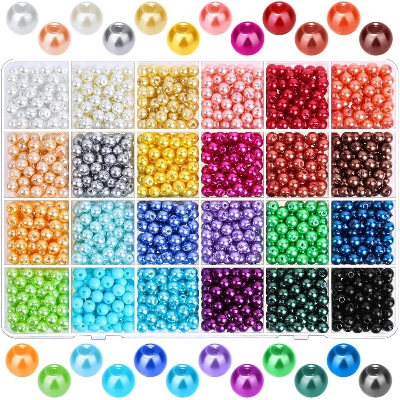 Hot Selling 1680 Pieces 6mm24 Color Mermaid ABS Dyed Pearl DIY Bracelet Necklace Jewelry Set