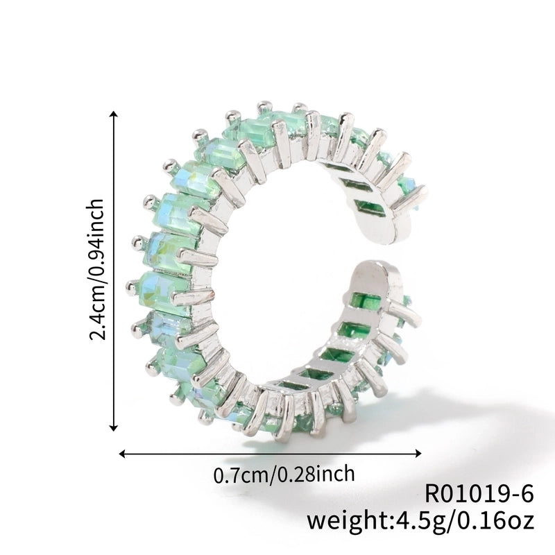 Copper K Gold Plated Rhodium Plated Inlay Round Zircon Open Rings