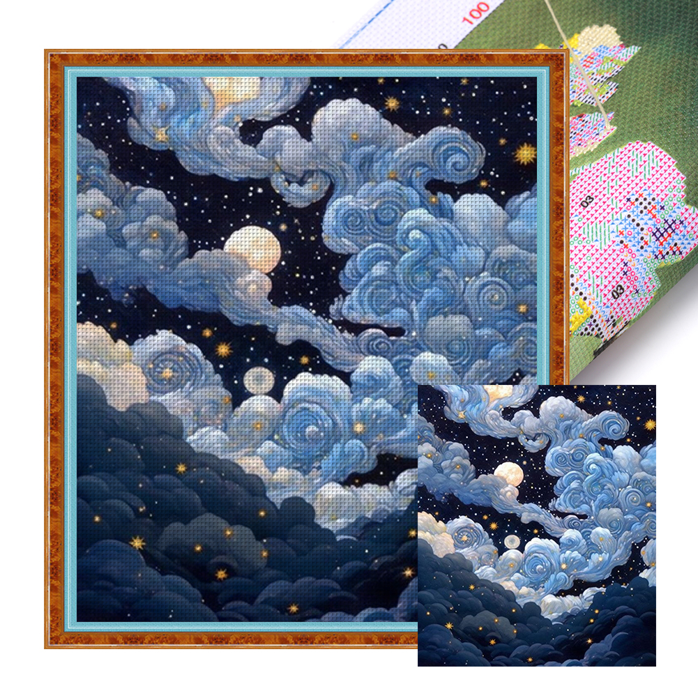 18CT Full Stamped Cross Stitch - Night Sky (35*40CM) Landscape ...