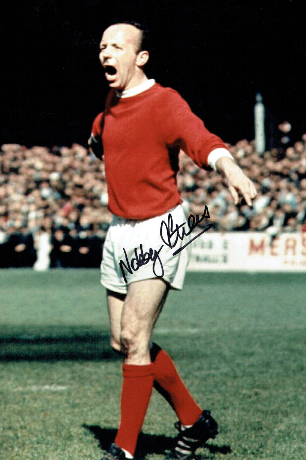 Nobby STILES Signed 12x8 Photo Poster painting Autograph AFTAL COA Manchester United Legend