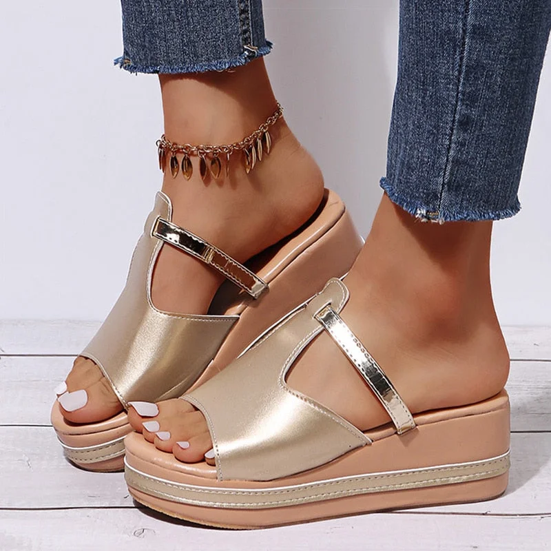 Women Sandals 2022 Women Heels Sandals Slip On Wedges Shoes For Women Slippers Summer Sandalias Mujer Platform Sandals Shoes