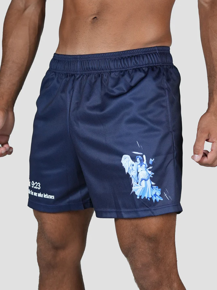 Men's Casual Mark 9:23 Angel Print Short Pants / Rvogue / Rvogue