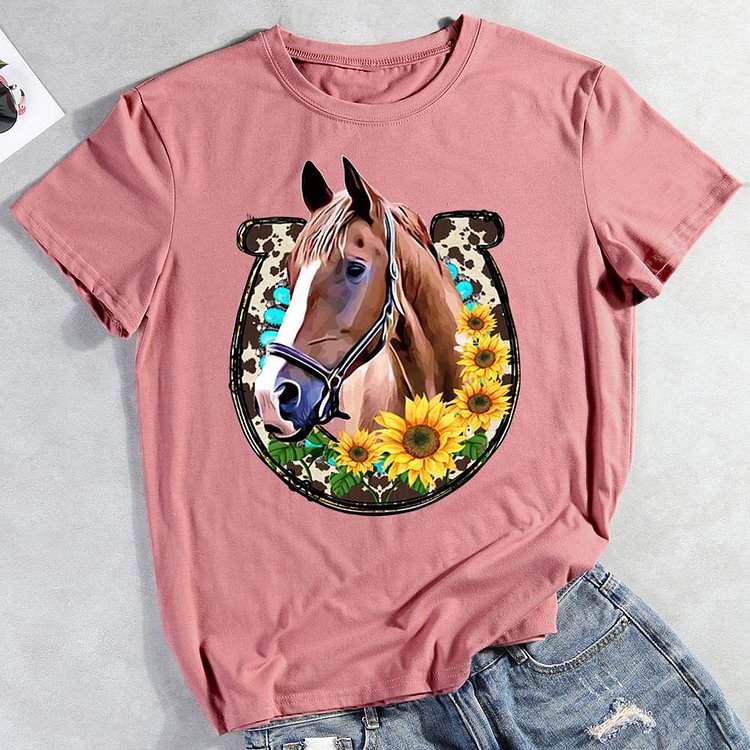 ANB -  Horse Sunflower T-shirt Tee -012185