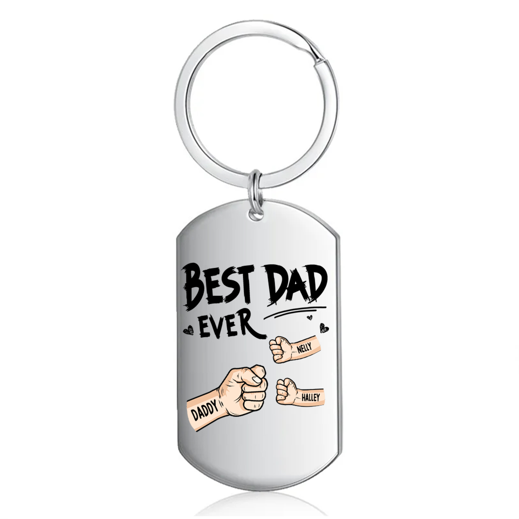 Personalised 3 Names Keychain Custom Fist Bump Keychain Father's Day Gift - Best Dad Ever-Jessemade AU
