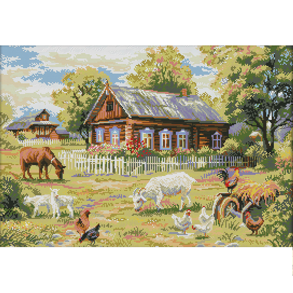 

Farm - 14CT Stamped Cross Stitch - 58*43CM, 501 Original
