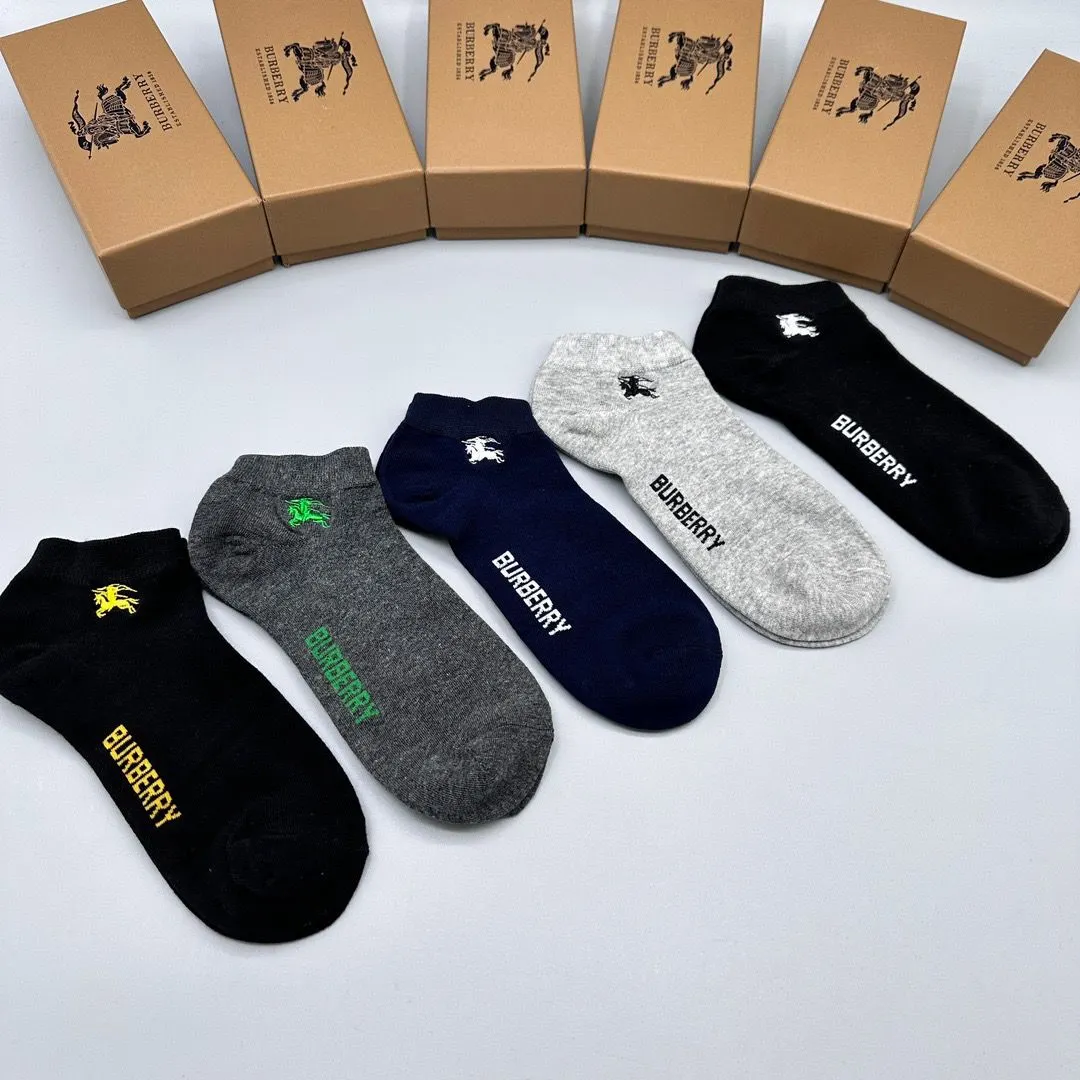 Men's Short Socks Summer New Deodorant Thin Sweat-Absorbing Men's Socks Women's Socks Low-Cut Short Boxed Socks 5 Pairs Pack