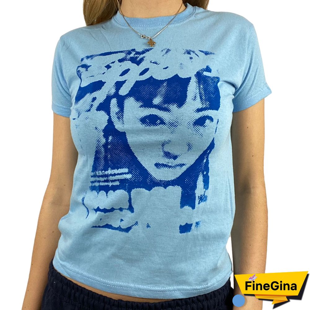 Gothic Portrait Print T-shirt Aesthetic Short Sleevle Sweats Tees Harajuku Streetwear White Crop Top Women Clothes