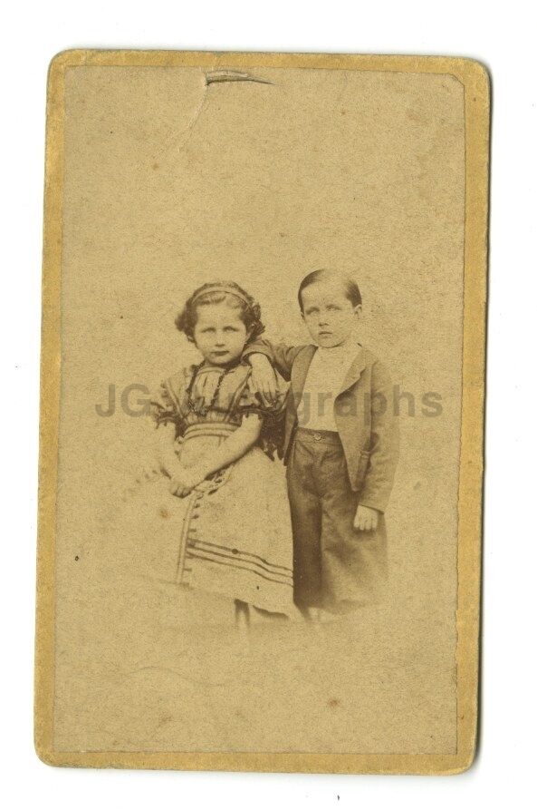 19th Century Children - 1800s Carte-de-visite Photo Poster paintinggraph - Girl & Boy