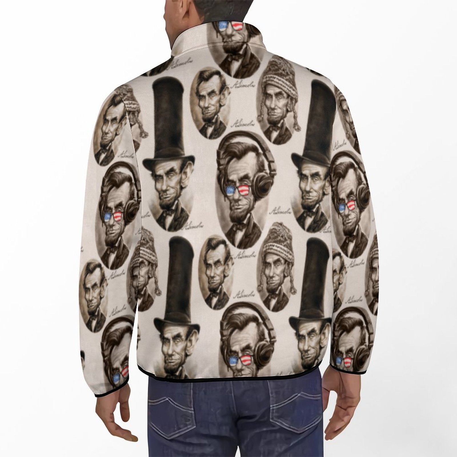 S-6XL Abe Chillincoln Lincoln Mens Sweatshirt Casual Long Sleeve Outdoor Stand Collar Button Pullover Sweatshirts