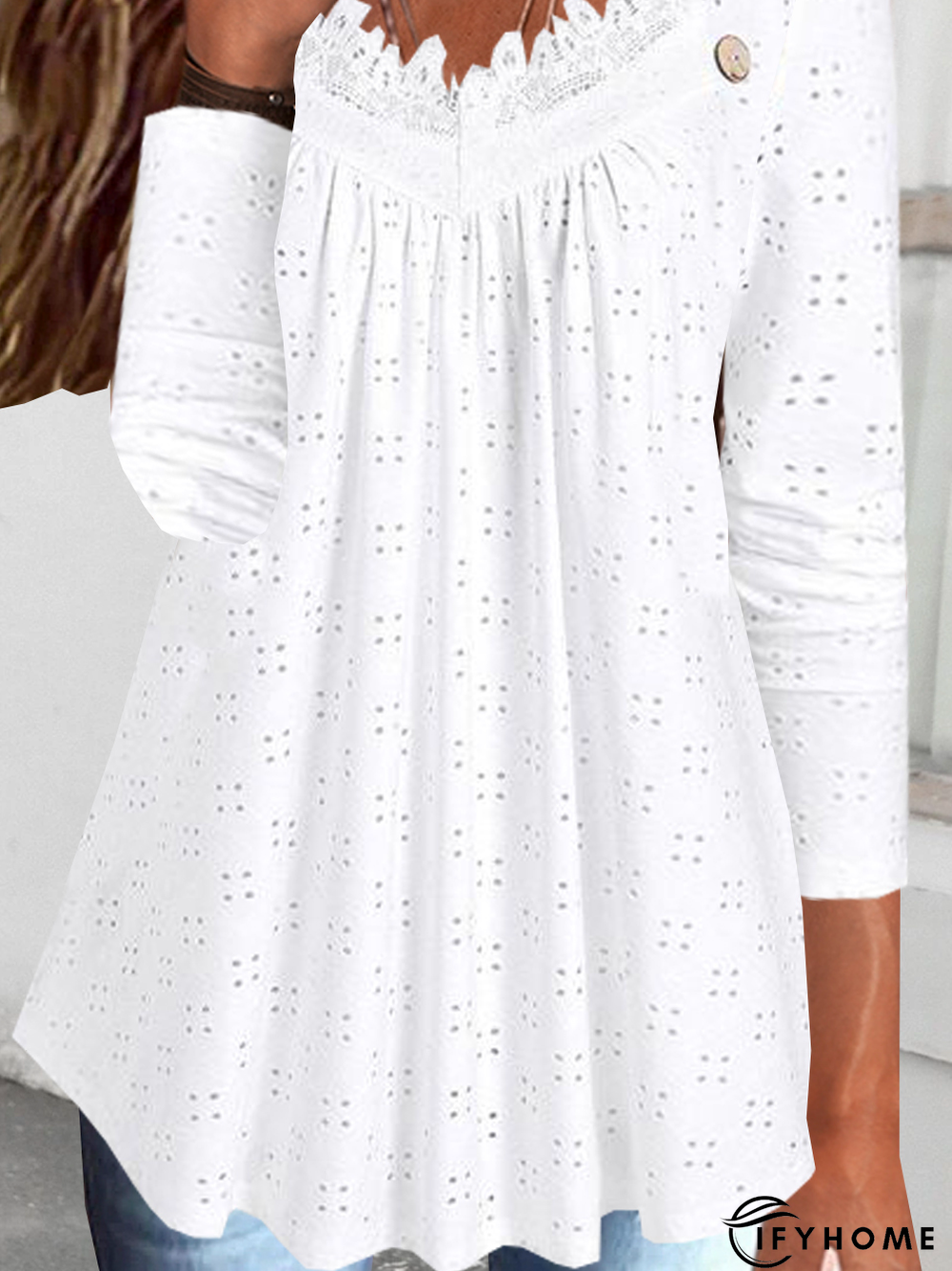 Cotton-Blend Casual Crew Neck Top | IFYHOME