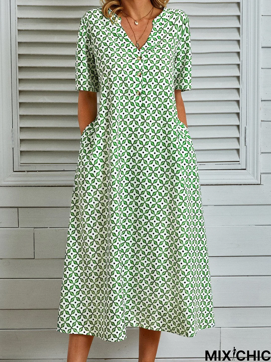 Cotton Half Sleeve Weaving Dress