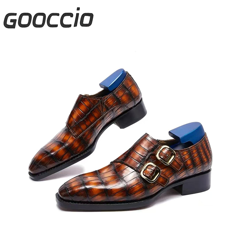XE180 Crocodile Leather Dress Shoes/Monk Shoes For Men  GOOCCIO   