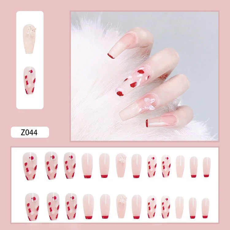 Butterfly Pattern Three-dimensional Butterfly Fairy Nail Art Wearable False Nails With Glue 24pcs/box With DIY Tools-Nail Inspo